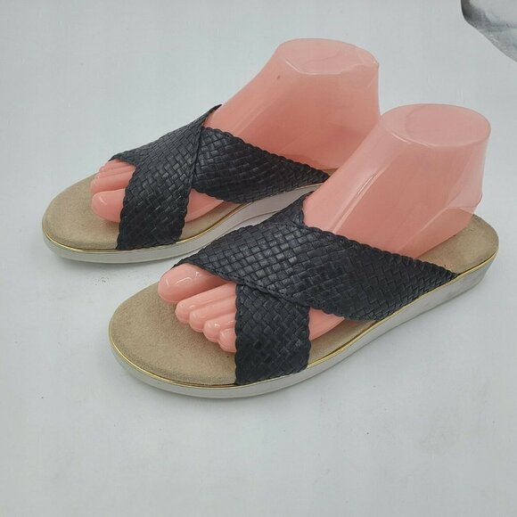 VANELi Womens Edyta Black Woven Slip On Sandals Flats Shoes Size 9 - Picture 3 of 10